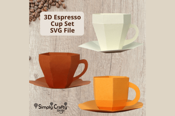 3D Espresso Cup Set SVG for Objects