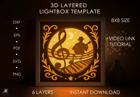 3D Guitarist Shadow Box SVG: A Designer’s Review