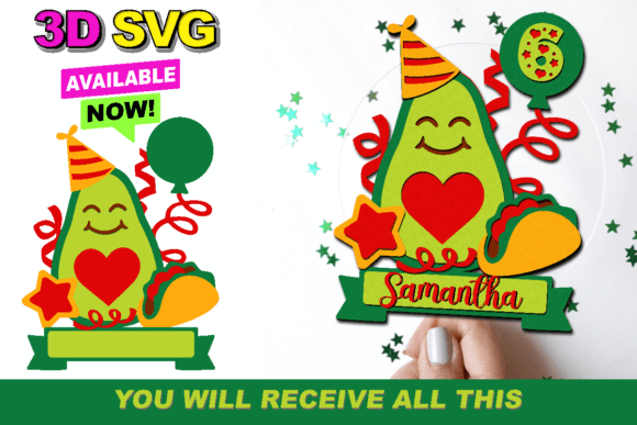 Avocado Cake Topper 3D SVG for Birthdays