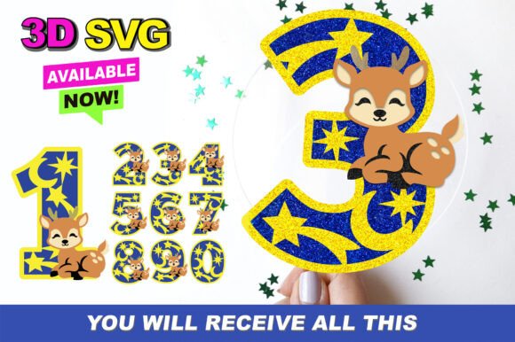 Baby Deer 3D SVG for Birthdays