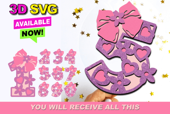 Bow Numbers 3D SVG: Stylish Shapes for Bloggers