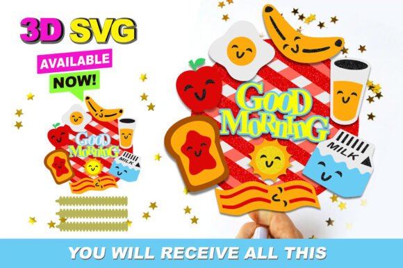 Breakfast Cake Topper 3D SVG: Graphics for Crafts
