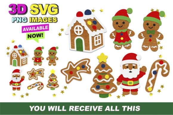 Christmas Gingerbread Cookies 3D SVG for Crafts Graphics