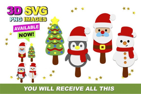 Christmas Lollipops 3D SVG and Clipart for Crafts