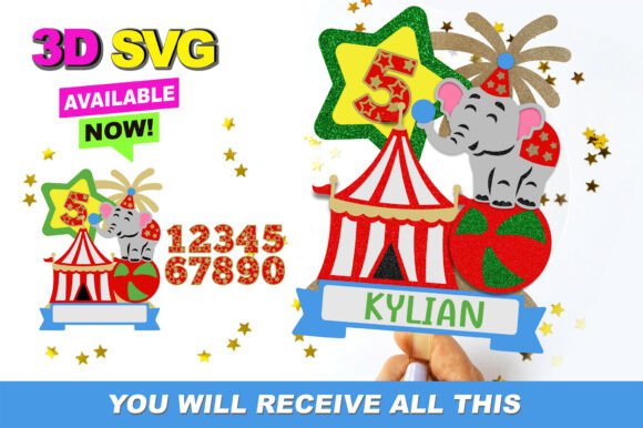 Circus Elephant 3D SVG for Crafts & Graphics