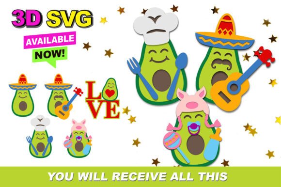 Cute Avocado 3D SVG for Fun Entertainment
