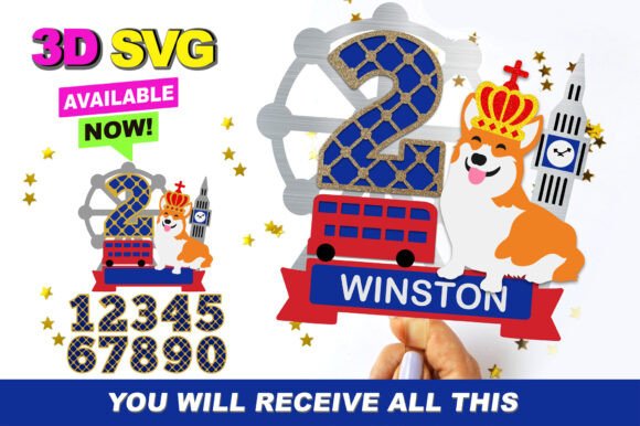 Cute Corgi Cake Topper 3D SVG Shapes