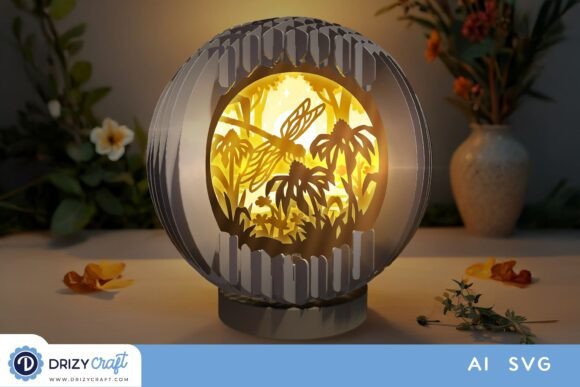 Dragonfly with Flower 3D SVG for Paper Flowers