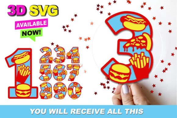Fast Food Numbers 3D SVG Shapes Review