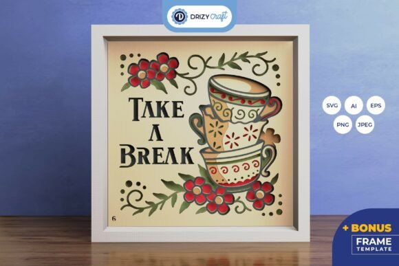 Floral Tea Cup 3D SVG for Shadow Boxes