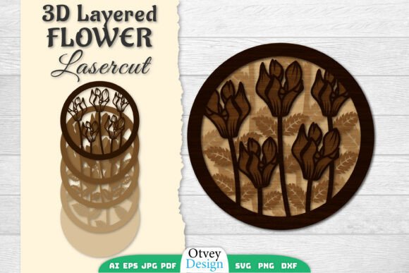 Flower 3D Layered Lasercut: Graphics for Crafts