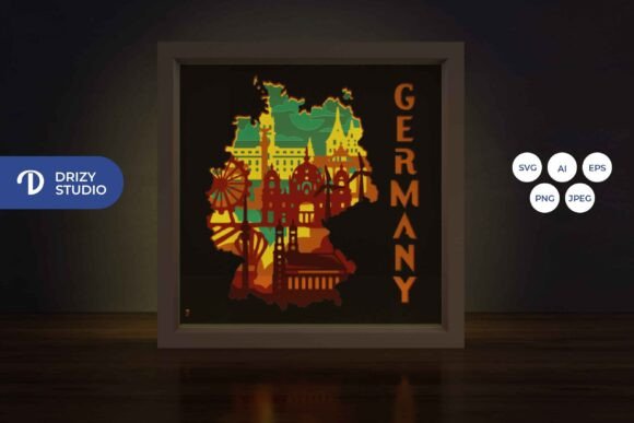 Germany Map 3D SVG for Shadow Boxes