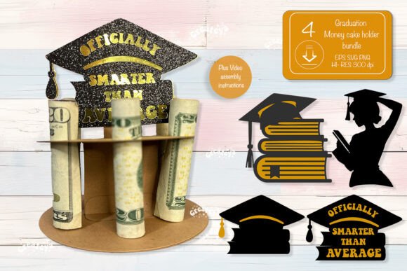 Graduation Money Cake SVG: 3D Shapes