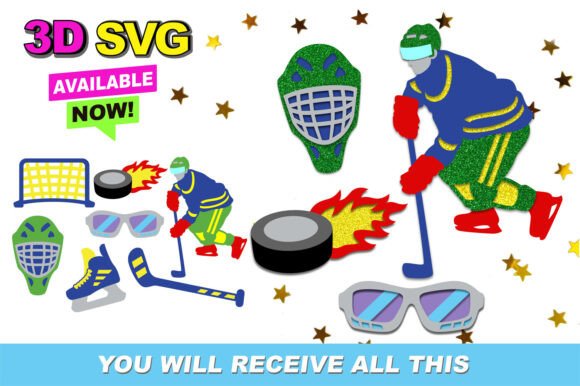 Hockey 3D SVG Shapes for Branding