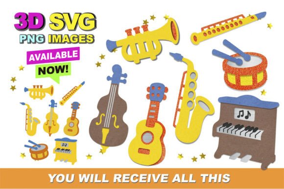 Jazz 3D SVG and Clipart for Crafts Graphics