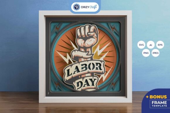 Labor Day 3D Layered Paper Cut: A 3D SVG for Shadow Boxes