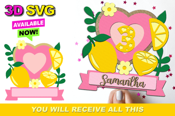 Lemon Cake Topper 3D SVG: Crafts & Graphics