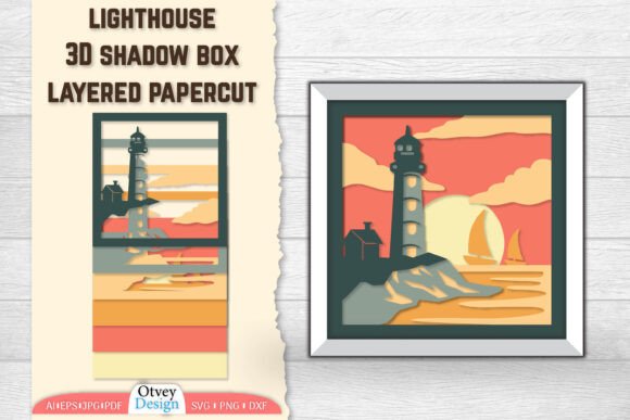 Lighthouse 3D SVG for Shadow Boxes