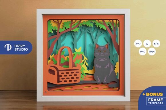 Picnic Cat 3D Layered Paper Cut: A Seller’s Review of This 3D SVG for Shadow Boxes