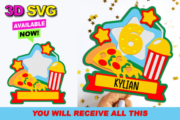 Pizza Cake Topper 3D SVG: Crafts & Graphics