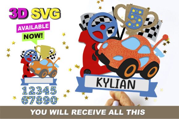 RC Car Cake Topper 3D SVG for Crafts & Graphics