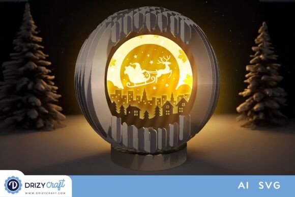 Santa Sleigh 3D SVG for Christmas Projects