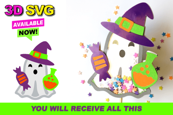 Shaker Ghost Halloween 3D SVG for Crafts Graphics