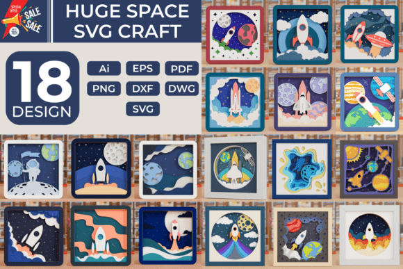 Space Exploration 3D SVG & Shadow Boxes