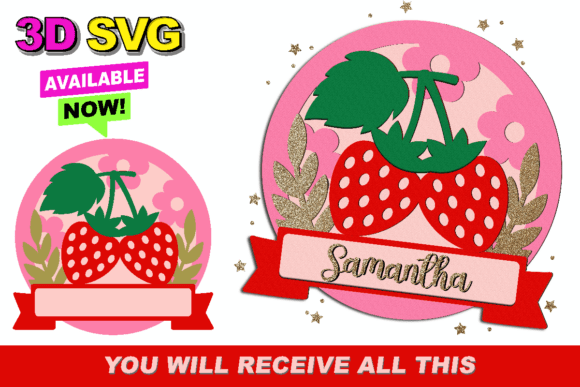 Strawberry Baby Name Sign 3D SVG for Crafts and Graphics