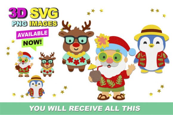 Tropical Christmas 3D SVG for Festive Web Design