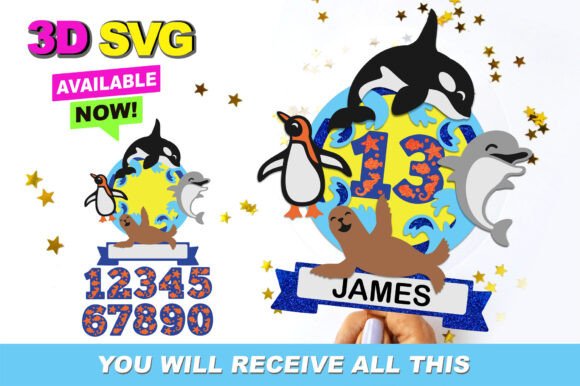 Undersea Cake Topper 3D SVG for Birthdays