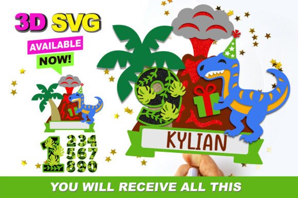 Velociraptor 3D SVG for Birthdays